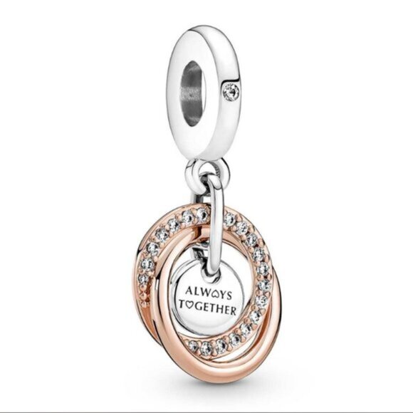 Pandora Silver and Rose Gold Bracelet Charm - Picture 1 of 5